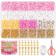 Complete Set Of Macaron Color Soft Clay 24-Grid Flat Beads Decoration DIY Necklace Bracelet Earring Hair Accessory Jewelry Making Casual Versatile Beaded DIY Material Kit - Multicolor - View 4