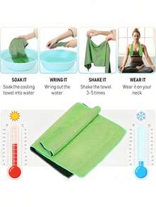 Macaron Style Minimalist Sports Cooling Towel, Portable Foldable, Quick Dry, With Hook And Loop Design, High Density Cooling, Breathable And Sweat-Absorbent, Suitable For Sports, Comes With Perforated Silicone Storage Box, Summer Cooling - Multicolor - View 10