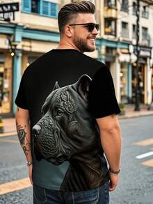 Herren Casual Elastisch T-Shirt in Große Größen - T-Shirt mit Hundemotiv, Rundhalsausschnitt, Straßen-Stil - Verschiedenfarbig - Übersicht 1