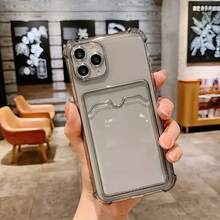 Einfache transparente Handyhülle mit Kartenfach für iPhone - kann Geldbörse/Ausweis/Bankkarte/Kartenhalter aufnehmen, fotofreundlich, geeignet für iPhone 7/8/11/12/13/14/15/16/X/XS/XR/Plus/Pro/Pro Max/SE/Mini-Serie. - Transparent - Übersicht 5