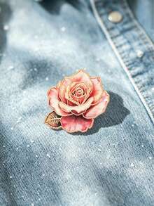 1 pieza Broche de metal con rosa vintage, que representa el amor romántico y suave, color degradado tie-dye, de alta gama y elegante, regalo perfecto para la novia y la mejor amiga en días festivos, combina con abrigos y cardigans para lucir elegante - Multicolor - Ver 2