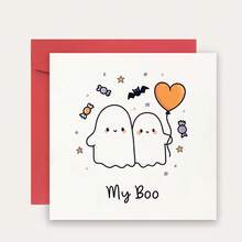 1pc Cute My Boo Ghosts Greeting Card With Envelope, Funny Halloween Square Postcard, Romantic Couples Anniversary Love Blessing Card, Aesthetic Spooky Season Invitation For Boyfriend Girlfriend - View 7