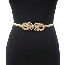 1pc New Metal Elastic Fashion Women's Belt, Wide Decorative Multi-Functional Waist Chain - Gold - View 1