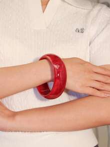 1pc Fashion Exaggerated Elegant Red Gradient Round Bangle - Red - View 2