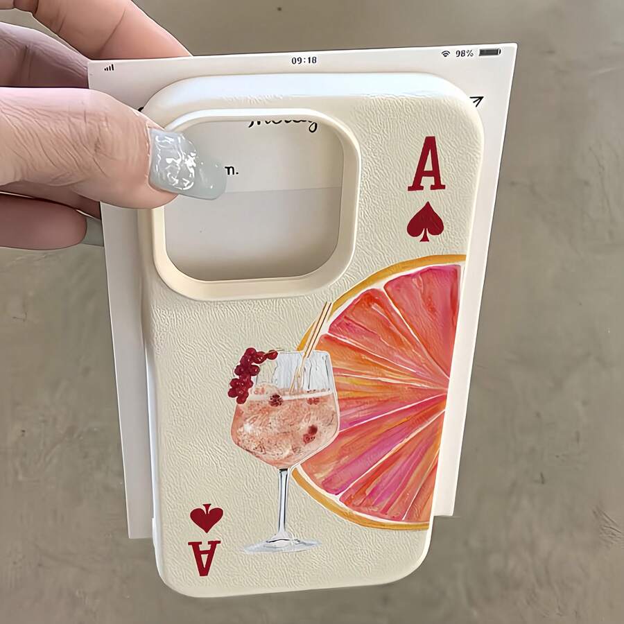 1件白色磨砂極簡鏡頭保護葡萄柚酒紅桃子A圖案手機殼,可個性化,兼容 16 Pro Max/17/16/15/14 Plus/13/12/11/Air 及系列 - 彩色 - 查看 1