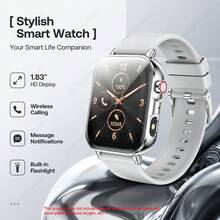 AQMWWG New Smart Watch: Wireless Calling/Multiple Sports Modes/Camera/Music, Alarm, Stopwatch, Customizable Watch Face, LED Outdoor Light, Compatible With IOS/Android, Daily Use And Holiday Gift. - View 1