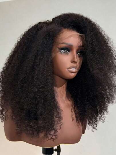 Dollface 13x4 Afro Lace Front, 13x6 Human Hair 200% Density, Pre-Plucked Baby Hairs, HD Transparent, 40", Natural Black. For Beginners: Sports, Holidays, Halloween, Christmas, Festivals, Balls, Outdoor, Cosplay, Uni, School, Beach, Weddings, Vacations.