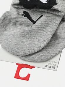 Puma Women's Mid-Calf Grey Sports Socks - Black and Gray - View 6