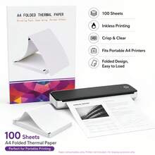 Papel Térmico para Impressora 8,5 X 11 Polegadas, 100 Folhas Tamanho Carta EUA, Compatível com Impressora Térmica Portátil M08F/A40, Papel de Impressão Dobrado com Alimentação Contínua (100 Folhas/Dobradura Contínua) - Visão 4