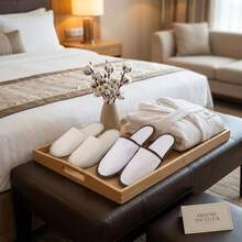 Fampery 4-Pair Spa Slippers Bulk - Non Slip Slippers For Guest Women &Amp; Men - Premium Disposable Guest Slipper For Indoor Hotel, Spa, Travel, Shoeless Home, House, Bedroom, Bride Slippers - White - View 3