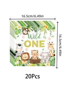 夏威夷叢林動物主題餐具，盤子、紙杯、餐巾紙和橫幅，非常適合生日派對、家庭聚會、節日裝飾和禮物。 - 彩色 - 查看 2