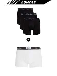 Calvin Klein [Bundle] Top Verkauft 3er Pack Herren Boxershorts + Mikro Stretch Herren Boxershorts - Schwarzweiß - Übersicht 1