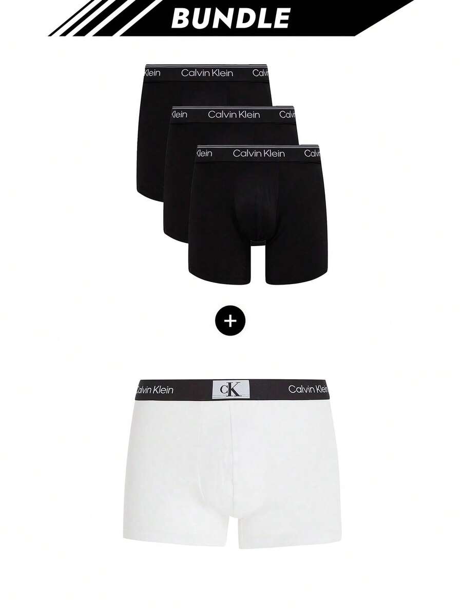 Calvin Klein [Bundle] Top Verkauft 3er Pack Herren Boxershorts + Mikro Stretch Herren Boxershorts - Schwarzweiß - Übersicht 1