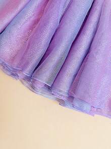 1pc Girls Sequin Skirt, Double Layer Tulle Skirt, Sweet And Cute, For Daily Wear - Multicolor - View 5