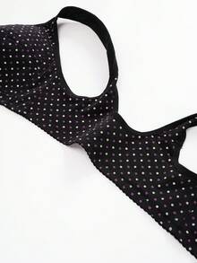 3pcs Polka Dot Decor Front Closure Wireless Bra Women's Lingerie - Multicolor - View 6