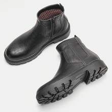 Sepatu Bot Chelsea Pria Sol Tebal Nyaman Ringan Cocok untuk Perjalanan Santai Gaya Retro Sepatu Bot Setinggi Mata Kaki - Hitam - View 1