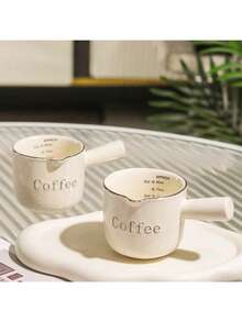1/2pcs 90ML Espresso Cup With Handle, V-Shaped Ceramic Espresso Cup, Coffee Measuring Cup And Milk Pitcher, Suitable For Espresso Making And Milk Frothing, Ideal Choice For Espresso Lovers - Multicolor - View 4