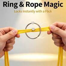 Magic Ring And Rope Illusion Prop, Magnetic Metal Ring Close-Up Magic Toy, Easy Beginner Magic Rope For Party And Street Performance, Random Color - Multicolor - View 1