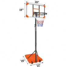 Portable Basketball Goal System With Stable Base And Wheels, Use For Indoor Outdoor Teenagers Youth Height Adjustable 5.6 To 7ft Basketball Hoop 28 Inch Backboard - Orange + Iron - View 8