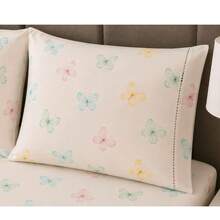 Double Sheet Set With Elastic, 3 Pieces, 100% Cotton, Pillowcase With Stick Stitch Detail, Printed Bed Linens - Colotid Butterfly - View 5