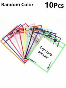OBOVAY 1/2/4/6/8/10pcs Reusable Dry Erase Pockets, Large Size Writable And Erasable Pockets, Transparent Plastic File Sleeves, Teacher School Classroom Supplies, Learning Supplies, Back To School - A - View 15