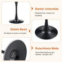 60 Cm Round Side Table / European Style Small Dining Table / MDF Dining Table / Non-Slip And Quiet Table Legs / Suitable For Living Room And Dining Room - 黑色+胡桃木色 - 查看 6
