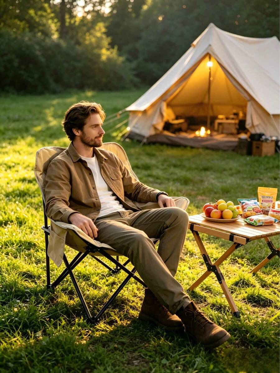The Reinforced Steel Frame Moon Chair Features Stable Load-Bearing Capacity, Thickened And Wear-Resistant Oxford Fabric, Foldable For Easy Storage, Suitable For Multiple Scenarios Including Camping, Home Use And Office Work - Multicolor - View 1