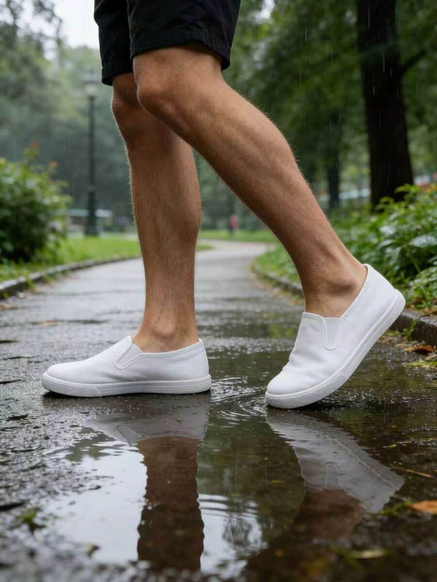 黑色帆布懶人鞋，輕量透氣，隨性鞋款設計，四季休閒風格，適合日常通勤、戶外散步與度假