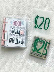 1000 Savings Challenge Binder Envelope Savings Challenge Binder Reusable Mini Budget Book Home Office Back To School Travel Essentials - Multicolor - View 11