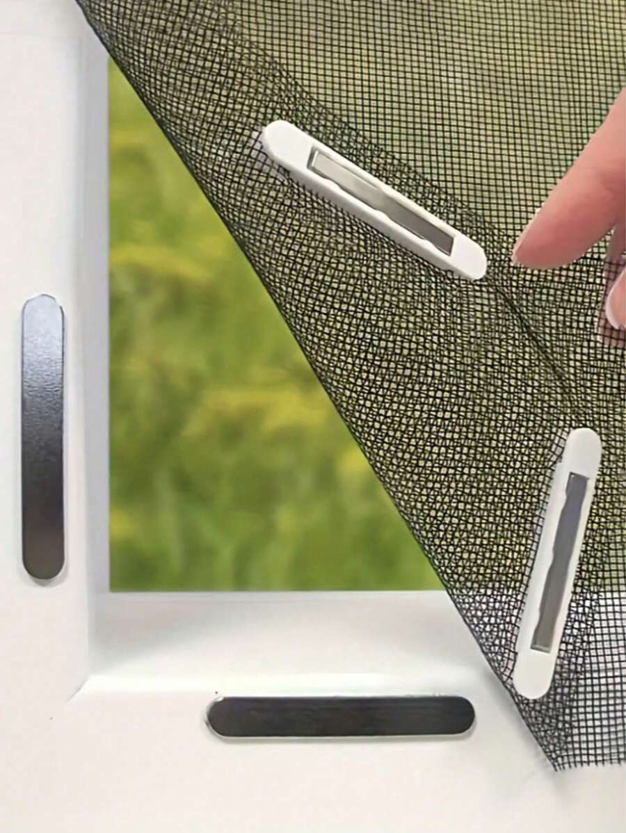 1pc Adjustable Magnetic Window Screen, High Breathability Polyester Mesh, Drill-Free Self-Adhesive Easy Installation, Magnetic Closure Design, Fine Insect Mesh, Suitable For Home And Apartment Indoor Window Protection - Multicolor - View 1