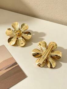 2 Stücke minimalistische Metall-Haarspangen in Gold mit Blumen, vielseitige French-Style-Clips für seitliche Ponyfransen, Haaraccessoire für Alltag, Hochzeit und Party - Verschiedenfarbig - Übersicht 5