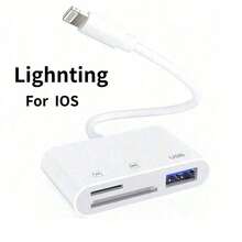 Lector de tarjetas SD TF Micro SD 3 en 1, adaptador USB-C/Lightning, transferencia de datos de alta velocidad, plug and play, compatible con cámara/teléfono/portátil, adecuado para estándares de EE. UU./UE/Reino Unido/Australia - Blanco - Ver 11