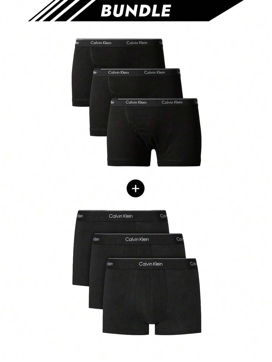Calvin Klein [Bundle] Jeans 3 Packs Boxers + Intense Power 3 Packs Men's Boxer Briefs - Black+Black - View 1