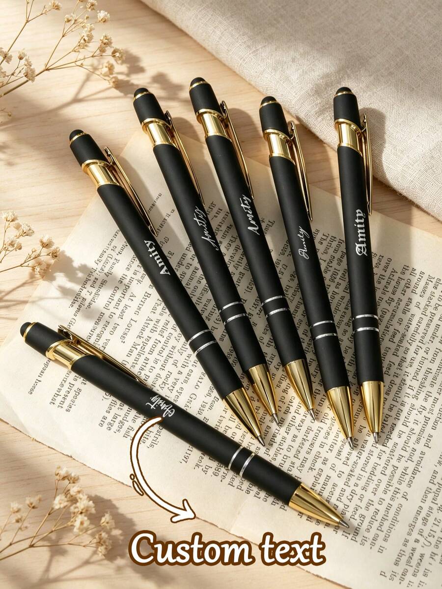 10/30/50pcs Customized Engraved Metal Ballpoint Pen Set With Touchscreen Stylus - Smooth Writing, Medium Tip, Suitable For Office, School And Art Projects, Company And School Custom Engraving - Sets - View 1