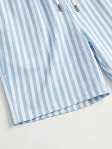 Men's Summer Crew Neck Casual T-Shirt And Casual Shorts Loungewear Set - Baby Blue - View 8