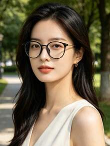 1pc Classic Vintage Eyeglasses Round Full Frame Two-Tone Rivet Detail Clear Lens For Office Commute School Daily Casual Wear Unisex Fashion Accessory - 亮黑色 - 查看 10