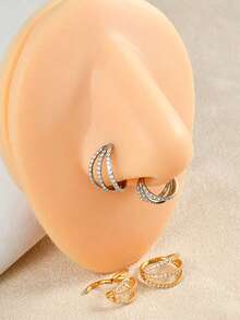 1 pezzo Anello nasale rotondo con cerniera, gioiello per setto in oro, orecchino in acciaio inossidabile con zirconi incastonati lateralmente per cartilagine, orecchini in oro da donna, set di orecchini mini per piercing cartilagine orecchio, orecchini rotondi/anelli nasali stile Y2K, adatti per piercing orecchio, naso, labbra, gioielli per il corpo unisex. Piercing nasale. Adatto per vacanze estive, attività quotidiane, feste, Ringraziamento, feste di compleanno, ballo in bar, San Valentino, Pasqua, Ognissanti, stagione scolastica, regalo di compleanno per fidanzata/fidanzato/genitori - Come mostrato nella foto - Visualizzare 8