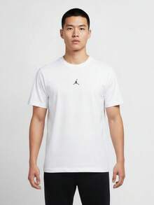Jordan Men's AS DF SPT ESS SS TOP Short Sleeve T-Shirt Knit Collarless Short TIF0883-100 - Black and White - View 1
