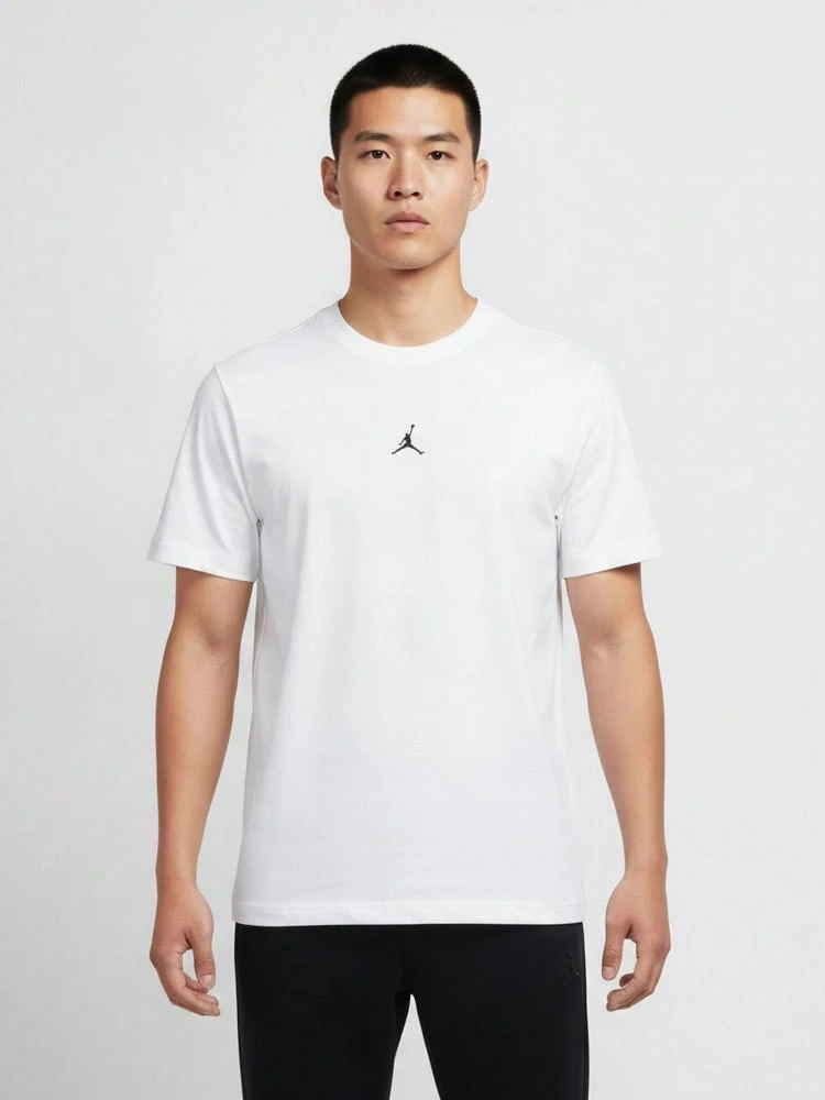 Jordan Men's AS DF SPT ESS SS TOP Short Sleeve T-Shirt Knit Collarless Short TIF0883-100 - Black and White - View 1