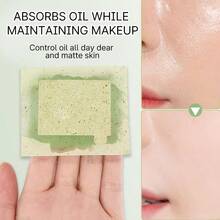NOVO 1/2pcs Portable Oil Blotting Sheets, Easy To Carry, Green Facial Oil Absorbing Paper With Mirror And Powder Puff, Suitable For All Skin Types, Unisex Skincare Tool, Travel Essential, Self-Care, Facial Care - Multicolor - View 4