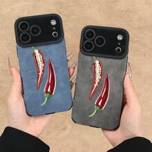 [24h Versand aus Spanien] Handyhülle - Diese stilvolle Handyhülle verfügt über ein modernes rotes Chili-Muster und ist aus hochwertigem Kunstleder gefertigt, geeignet für die gesamte  17-Serie, einschließlich des 17 Air und 17 Pro MAX.Es ist stoßfest und schmutzabweisend. - Bildfarbe 1 Stück - Übersicht 5
