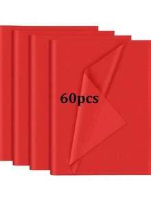 30/45/60/100 Sheets Red Patterned Tissue Paper, Suitable For DIY Crafts, Party Gifts, Bouquet Wrapping, Clothing Packaging And Birthday Gift Decoration - Style 1 - View 9