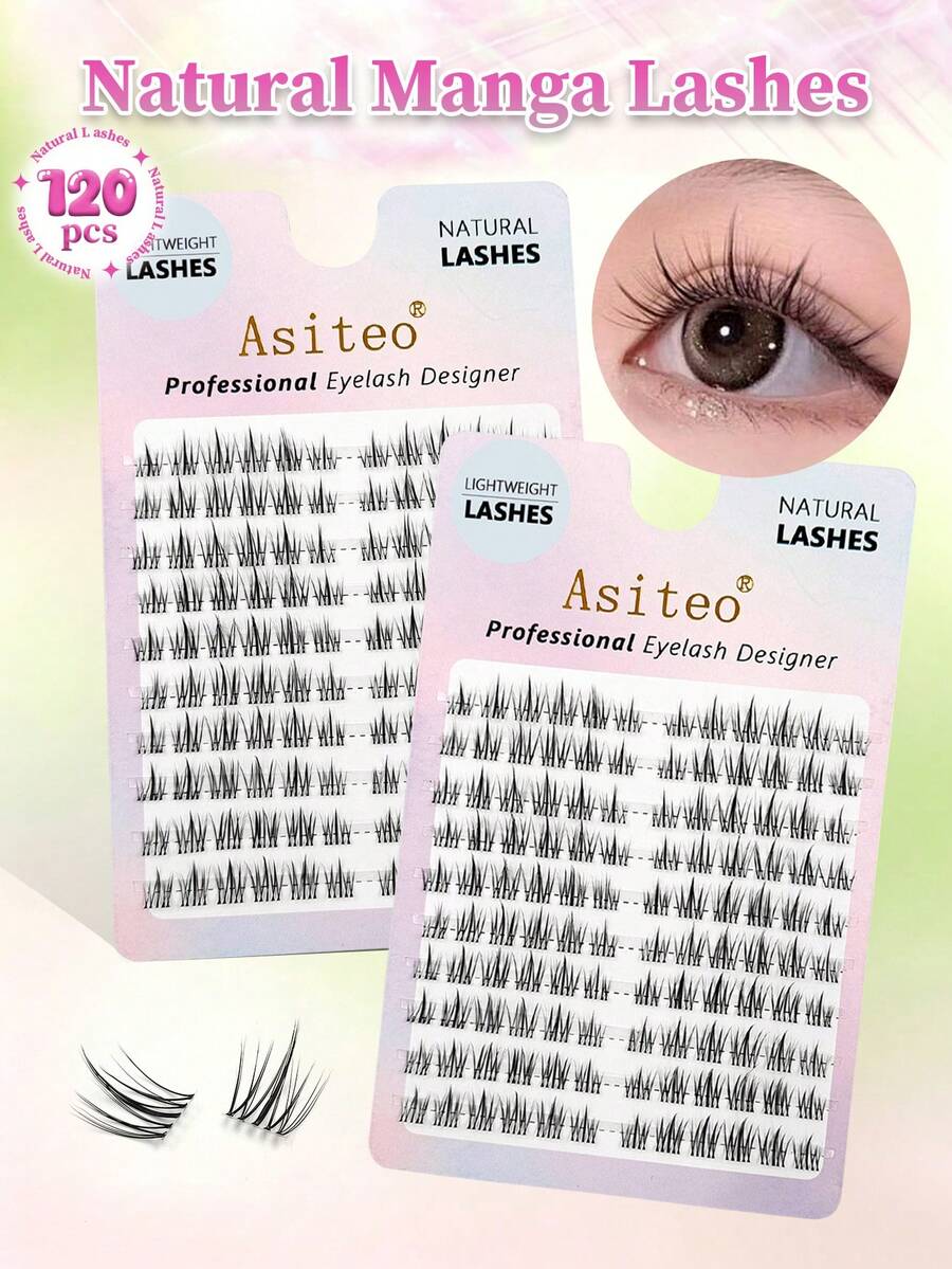Asiteo 120片 C捲向日葵卡通動漫仙女風細款假睫毛簇，單簇接睫毛 - C - 查看 1