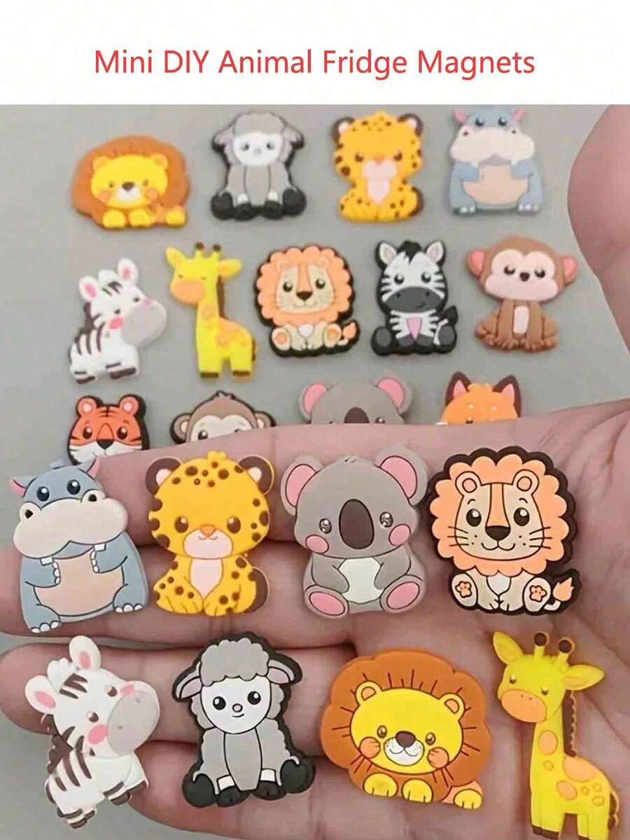 5/10pcs Animal Refrigerator Magnets, Creative Refrigerator Magnets, Fridge Decor, Fridge Stickers Including Elephant, Tiger, Lion, Monkey, Giraffe And Other Forest Animals Diy Decals, Kitchen Decorations (Adhesive-Backed Design, Non-Magnetic) - Multiple Styles - View 1
