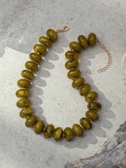 1pc Women's Fashion Minimalist Dopamine Candy Color Exaggerated Beaded Necklace, Versatile For Daily Wear (Random Tie-Dye Color, Random Drip Tail)