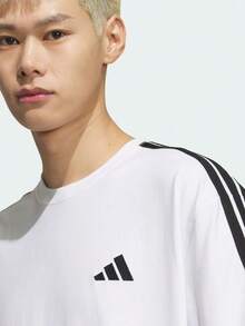 Adidas 男士 ES+ 3S 春夏針織無領短袖T恤 TKF3739 - 黑與白 - 查看 4