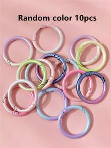 5/10 piezas Llaveros DIY hechos a mano de colores aleatorios, diseño de anillo redondo grande, pintados en degradado, adecuados para bolsos hechos a mano, llaveros de muñecas - Hebilla redonda grande con degradado de color - Ver 6