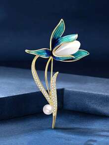 1pc Exquisite Elegant Magnolia Flower Brooch, High-End Elegant Anti-Exposure Fixing Pin, Versatile Clothing Accessory - Magnolia Flower Brooch - View 1