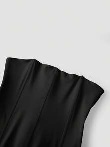 Women Y2k Strapless Bustier Corset Top Back Tie Up Boned Bodyshaper Slim Fit Tube Top Sleeveless Backless Going Out Crop Tops Party Holiday Streetwear - 黑色 - 查看 10