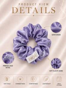 Dior 紫色緞面髮圈 10cm/8cm，柔軟緞面附品牌 Logo 印花，彈性不勾髮，適合日常髮型造型，附禮盒 - 紫色 - 查看 6